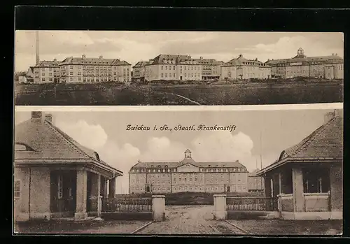 AK Zwickau, Teilansichten vom Staatlichen Krankenstift