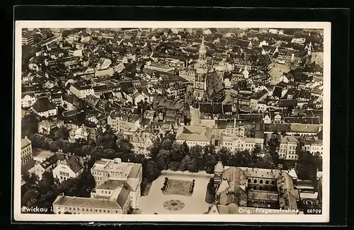 AK Zwickau i. Sa., Teilansicht mit Kirche