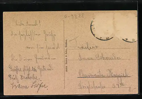 AK Oederan i. Sa., Strassenpartie mit Kirche