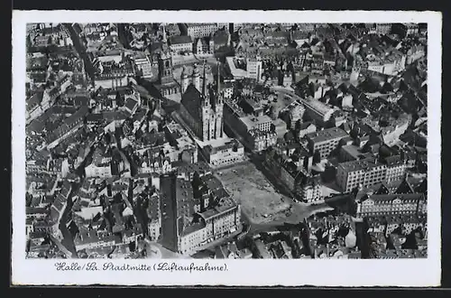 AK Halle /Sa., Stadtmitte vom Flugzeug aus