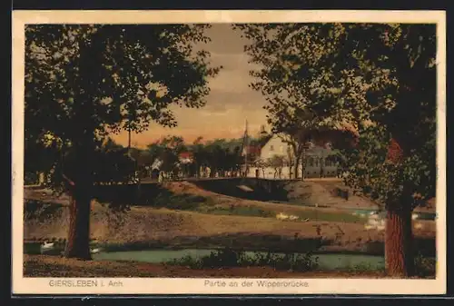 AK Giersleben i. Anh., Partie an der Wipperbrücke