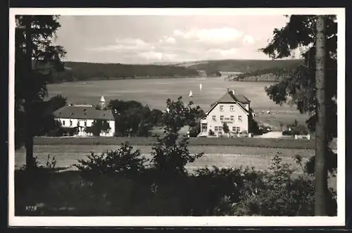 AK Saalburg, Gasthaus Seeblick-Kloster am Stausee der Saaletalsperre