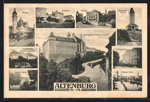 AK Altenburg / S.-A., Rathaus, Bahnhof, Theater