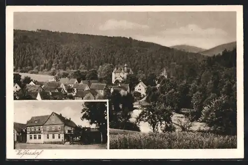 AK Wolfersdorf, Ortsansicht mit Schloss Fröhliche Wiederkunft