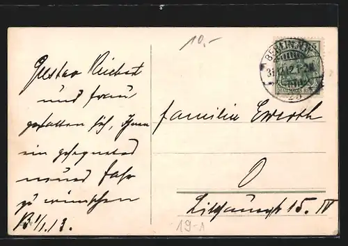 AK Einhundert Mark Note mit Sekt trinkendem Paar