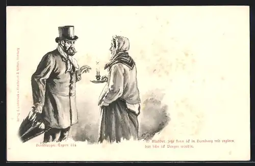 AK Hamburg, Hamburger Bürger mit seiner Mutter