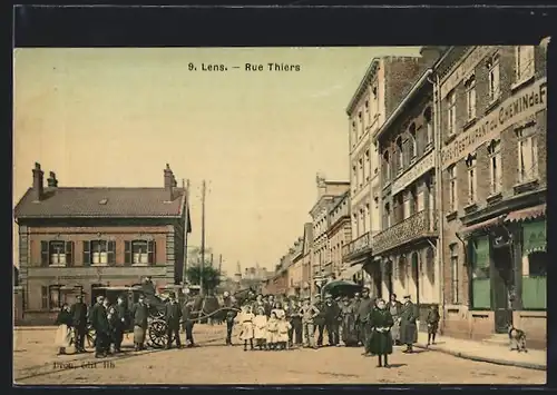AK Lens, Rue Thiers, Cafe-Restaurant du Chemin de Fer