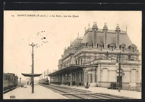 AK Saint-Omer, La Gare, vue des Quais