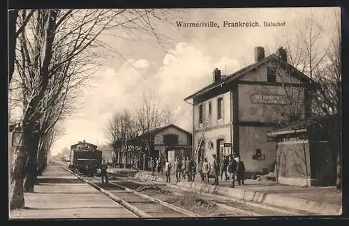 AK Warmeriville, Bahnhof von der Gleisseite