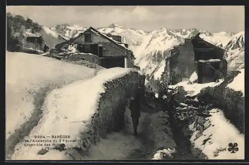 AK Barès, Ensemble des Ruines à l`Entrée de la ville après l`avalanche de 1907, Lawine