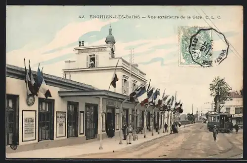 AK Enghien-les-Bains, Vue extérieur de la Gare, Bahnhof