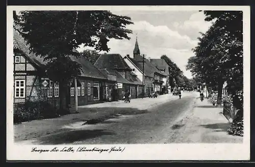 AK Bergen b. Celle, Strassenpartie mit Anwohnern