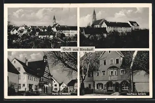 AK Binsdorf, Partie b. Rathaus, Kaufhaus Schädle