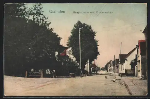 AK Osthofen, Hauptstrasse mit Friedenseiche