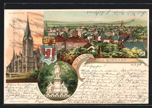 Lithographie Giessen, Die Johanneskirche, Denkmal