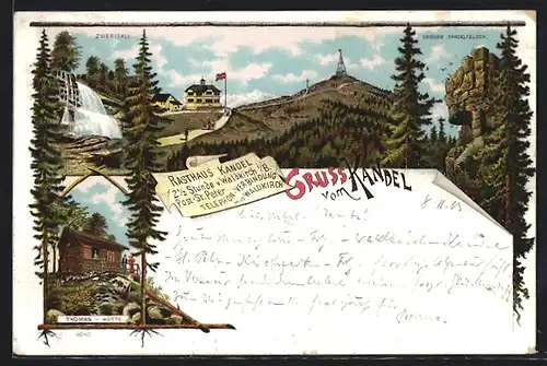 Lithographie Waldkirch, Gasthaus auf dem Kandel, Thomas-Hütte