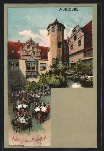 AK Würzburg, Garten des Weinhaus-Sandhof