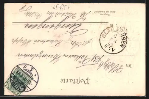 Passepartout-Lithographie Heidelberg, Totalansicht mit Wappen