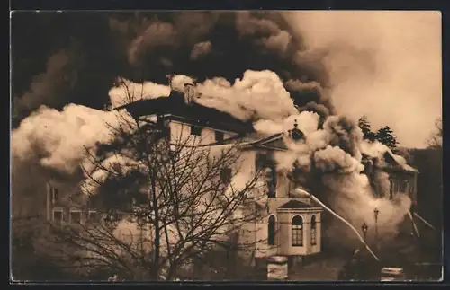 AK Meiningen, Brand des Herzoglichen Hoftheaters am 5.3.1908, Löscharbeiten