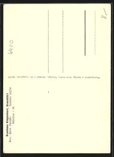 AK Münster i. W., Gasthof Brauhaus Kiepenkerl, Braustüb`l