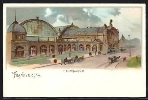 Lithographie Frankfurt a. M., Blick zum Hauptbahnhof