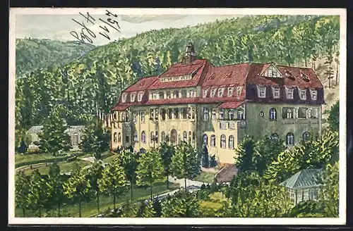 Künstler-AK Sülzhayn, Blick auf Dr. Steins Sanatorium
