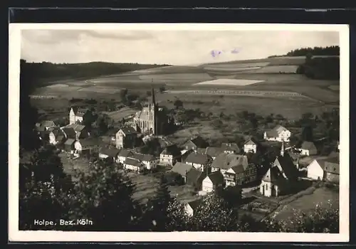 AK Holpe, Panorama mit Kirche aus der Vogelschau