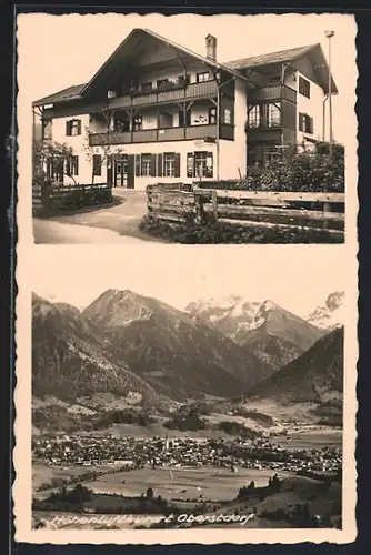 AK Oberstdorf, Totalansicht mit Gasthaus Gehring