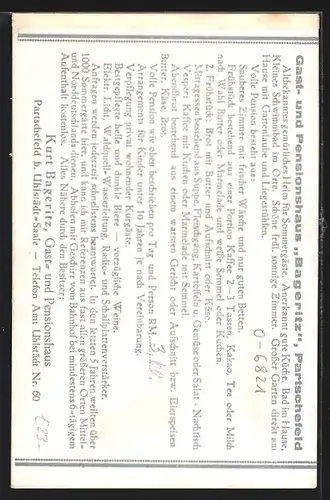 AK Partschefeld, Gast- und Pensionshaus Bageritz