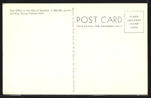 AK Stockton, CA, United States Post Office, Fremont Park