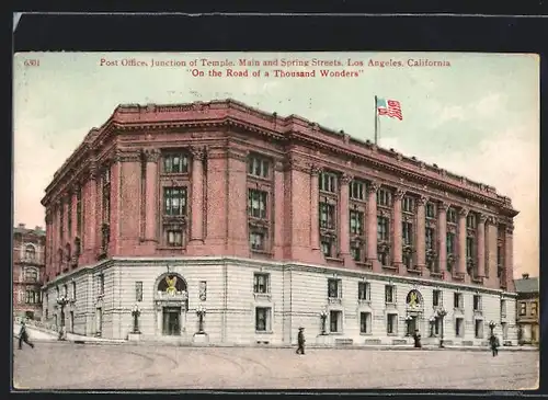 AK Los Angeles, CA, Post Office, Junction of Temple, Main and Spring Streets