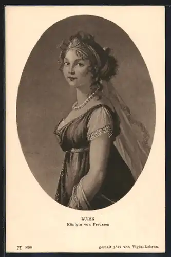 Künstler-AK Königin Luise von Preussen mit Perlenkette und Schleier