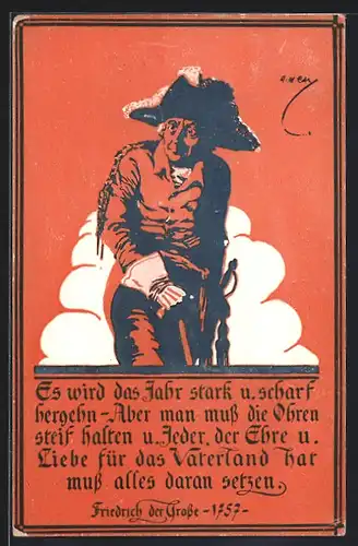 Künstler-AK König Friedrich II. (der Grosse) in Uniform mit Dreispitz