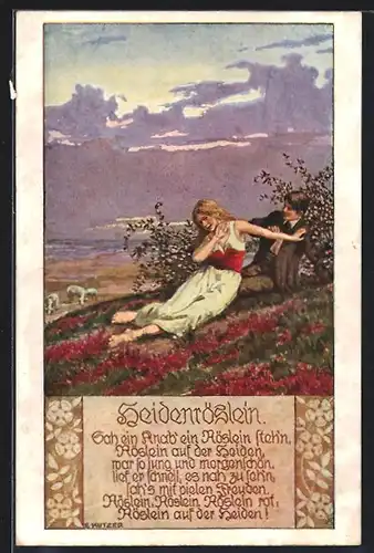 Künstler-AK Ernst Kutzer: Der Knabe und das Heidenröslein