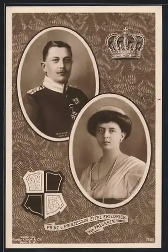 AK Prinz Eitel Friedrich von Preussen mit Eisernem Kreuz I. nebst Gattin