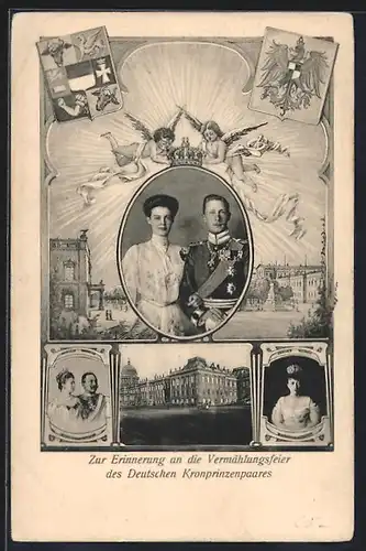 AK Zur Erinnerung an die Vermählungsfeier des Deutschen Kronprinzenpaares Wilhelm von Preussen, Gebäudeansicht