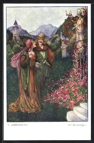 Künstler-AK T. Welzl: Der Klosterjäger