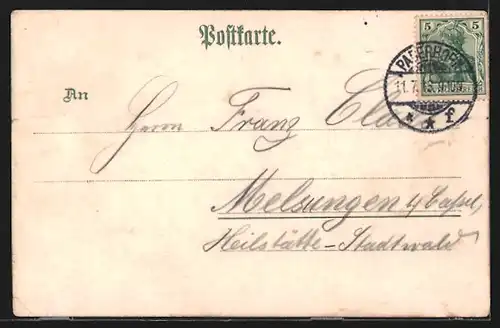 Lithographie Paderborn, Partie an der Herz Jesu Kirche