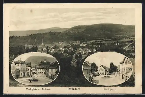 AK Donzdorf, Marktplatz mit Rathaus, Gesamtansicht