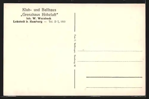 AK Lokstedt b. Hamburg, Klub- und Ballhaus, Grenzhaus Hoheluft