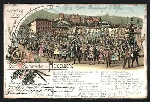 Lithographie Heidelberg, Sonntag Lätare, Festumzug