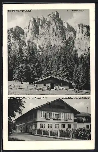 AK Rottau, Gasthaus Messerschmied, Gederer Wand
