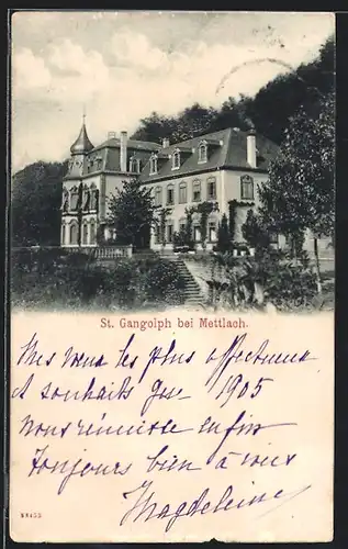 AK Mettlach, St. Gangolph mit Anlagen