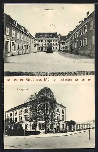 AK Müllheim /Baden, Marktplatz, Amtsgericht