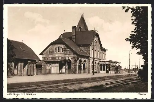 AK Mutzig, Ansicht vom Bahnhofsgebäude