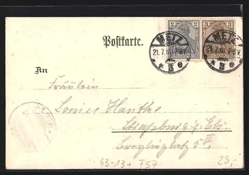 Lithographie Metz, 6. Stiftungsfest Verein jüngerer Buchhändler Lotharingia 1901