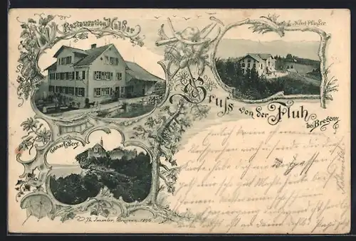 AK Fluh bei Bregenz, Restauration Halder, Hotel Pfänder, Gebhardsberg