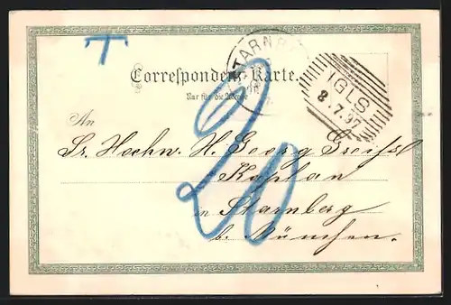 Lithographie Igls b. Innsbruck, Ortsansicht, Vill mit Soolstein, Lanser See