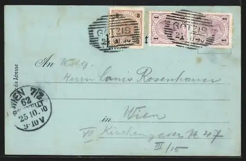 Lithographie Götzis, Ruine Neu-Montfort, Wallfahrtskirche