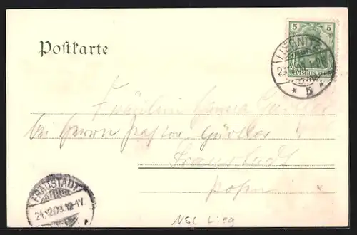 Lithographie Liegnitz, Panorama, Denkmal